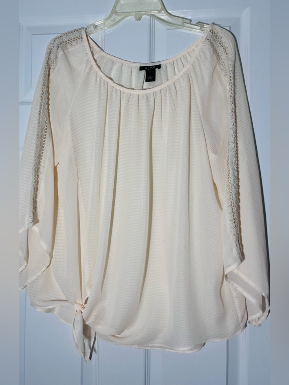 ALYX Women’s Size XL Cream Lace-Trim Peasant Blouse